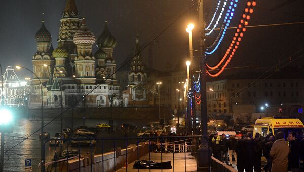 A murder scene of politician Boris Nemtsov, who was shot dead on Moskvoretsky bridge - Sputnik International