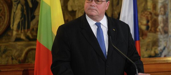 Lithuanian Foreign Minister Linas Linkevicius and his Czech counterpart (not in picture) give a joint press conference Lithuanian Foreign Minister Linas Linkevicius and his Czech counterpart (not in picture) give a joint press conference - Sputnik International