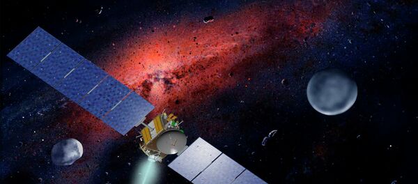 Artist concept released by NASA and the Jet Propulsion Laboratory shows the Dawn spacecraft with Ceres and Vesta seen in the background. Artist concept released by NASA and the Jet Propulsion Laboratory shows the Dawn spacecraft with Ceres and Vesta seen in the background. - Sputnik International