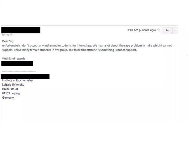 Professor Beck-Sickinger explains to a male student that because his country's rape problem he will not be given an internship. - Sputnik International