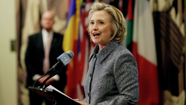 Hillary Rodham Clinton answers questions at a news conference at the United Nations. - Sputnik International