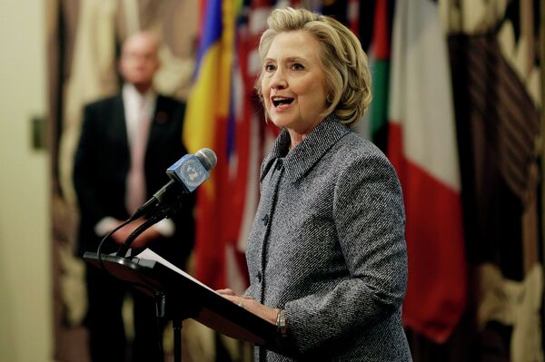 Hillary Rodham Clinton answers questions at a news conference at the United Nations. Hillary Rodham Clinton answers questions at a news conference at the United Nations. - Sputnik International