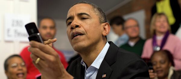 President Barack Obama visits a campaign office, Monday, Nov. 5, 2012, in the German Village section of Columbus, Ohio, to greet and make phone calls to volunteers President Barack Obama visits a campaign office, Monday, Nov. 5, 2012, in the German Village section of Columbus, Ohio, to greet and make phone calls to volunteers - Sputnik International