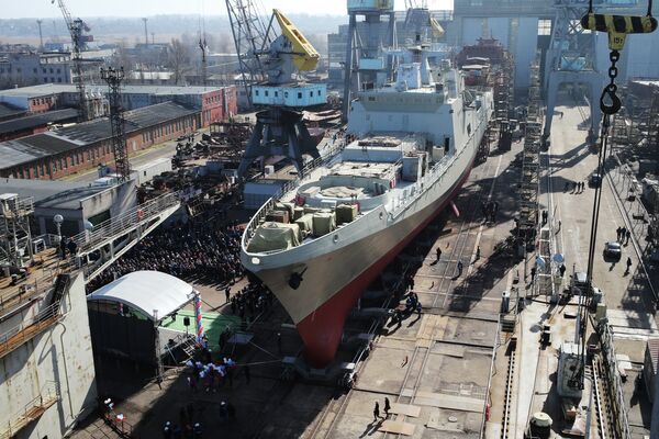 Launch of Admiral Grigorovich frigate into water Launch of Admiral Grigorovich frigate into water - Sputnik International