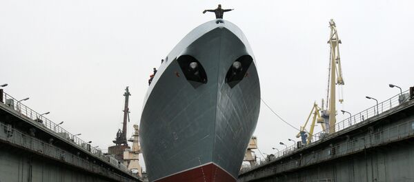 Photo taken on October 29, 2010 shows the Admiral Sergey Gorshkov frigate during a launching ceremony at the Severnaya Verf shipyard in St Petersburg Photo taken on October 29, 2010 shows the Admiral Sergey Gorshkov frigate during a launching ceremony at the Severnaya Verf shipyard in St Petersburg - Sputnik International