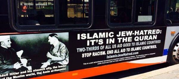 AFDI, an American offshoot of a European anti-Muslim organization, claimed it has a first amendment right to run bus ads linking Muslims to Hitler. AFDI, an American offshoot of a European anti-Muslim organization, claimed it has a first amendment right to run bus ads linking Muslims to Hitler. - Sputnik International