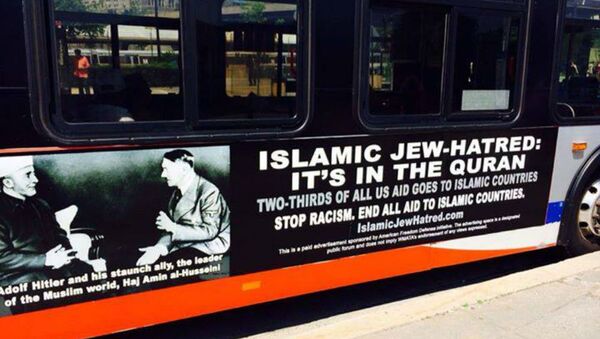 AFDI, an American offshoot of a European anti-Muslim organization, claimed it has a first amendment right to run bus ads linking Muslims to Hitler. - Sputnik International