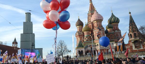 Rally and concert on Vasilyevsky Slope to mark anniversary of Crimea's reunification with Russia Rally and concert on Vasilyevsky Slope to mark anniversary of Crimea's reunification with Russia - Sputnik International