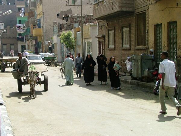Women crossing a street in Luxor, Egypt. Women crossing a street in Luxor, Egypt. - Sputnik International
