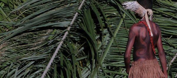 A young Pankararu Indian, in traditional dress, stands near a pitched tent at an encampment in front of the Brazilian National Congress building in Brasilia, Brazil, Monday May 2, 2011. A variety of tribal groups plan to camp out in front of the government building until Thursday, in protest against the construction of the Belo Monte hydroelectric plant in the Amazon rainforest. A young Pankararu Indian, in traditional dress, stands near a pitched tent at an encampment in front of the Brazilian National Congress building in Brasilia, Brazil, Monday May 2, 2011. A variety of tribal groups plan to camp out in front of the government building until Thursday, in protest against the construction of the Belo Monte hydroelectric plant in the Amazon rainforest. - Sputnik International