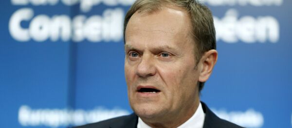 European Council President Donald Tusk addresses a news conference after a Tripartite Social Summit ahead of a European Union leaders summit in Brussels March 19, 2015 European Council President Donald Tusk addresses a news conference after a Tripartite Social Summit ahead of a European Union leaders summit in Brussels March 19, 2015 - Sputnik International