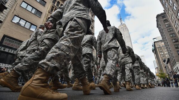 US military soldiers march during the Veterans Day Parade in New York - Sputnik International