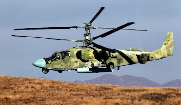 The Ka-52 Alligator attack helicopter, seen here supporting a landing party during exercises of the Russian Pacific Fleet The Ka-52 Alligator attack helicopter, seen here supporting a landing party during exercises of the Russian Pacific Fleet - Sputnik International