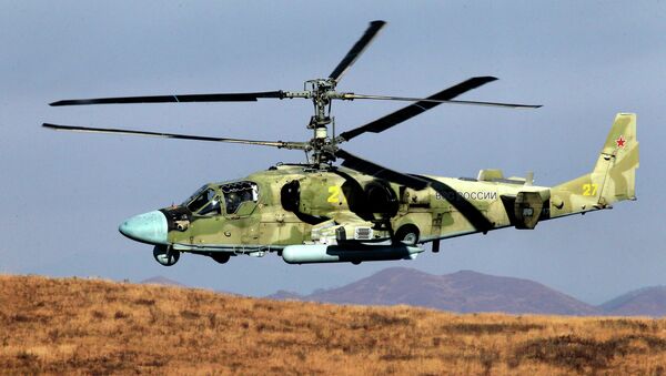The Ka-52 Alligator attack helicopter, seen here supporting a landing party during exercises of the Russian Pacific Fleet - Sputnik International
