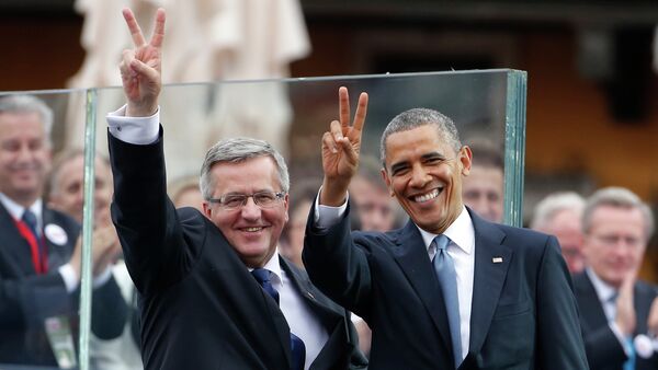 US President Barack Obama, right, and Polish President Bronislaw Komorowski - Sputnik International