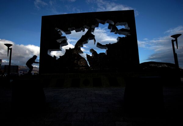 A child plays at the Malvinas Falklands war Memorial in Ushuaia, Argentina A child plays at the Malvinas Falklands war Memorial in Ushuaia, Argentina - Sputnik International