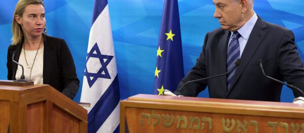 EU Foreign Affairs and Security Policy Federica Mogherini, left, speaks during a joint news conference with Israeli Prime Minister Benjamin Netanyahu. EU Foreign Affairs and Security Policy Federica Mogherini, left, speaks during a joint news conference with Israeli Prime Minister Benjamin Netanyahu. - Sputnik International