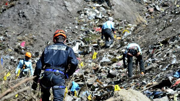 French emergency rescue services work at the site of the Germanwings jet that crashed on Tuesday, March 24, 2015 near Seyne-les-Alpes, France - Sputnik International