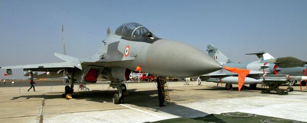 A Russian made Indian Air Force Sukhoi-30 fighter aircraft is seen on display at 'Aero India 2007' at Yelahanka air base on the outskirts of Bangalore, India. File photo A Russian made Indian Air Force Sukhoi-30 fighter aircraft is seen on display at 'Aero India 2007' at Yelahanka air base on the outskirts of Bangalore, India. File photo - Sputnik International