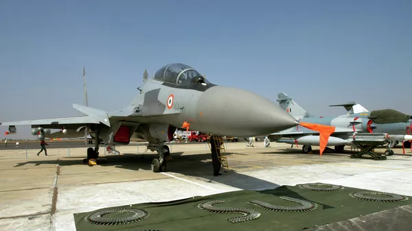 A Russian made Indian Air Force Sukhoi-30 fighter aircraft is seen on display at 'Aero India 2007' at Yelahanka air base on the outskirts of Bangalore, India. File photo - Sputnik International