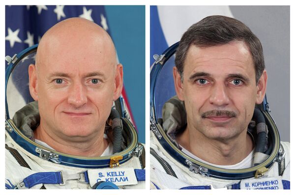 NASA astronaut Scott Kelly, left, and Russian cosmonaut Mikhail Kornienko NASA astronaut Scott Kelly, left, and Russian cosmonaut Mikhail Kornienko - Sputnik International