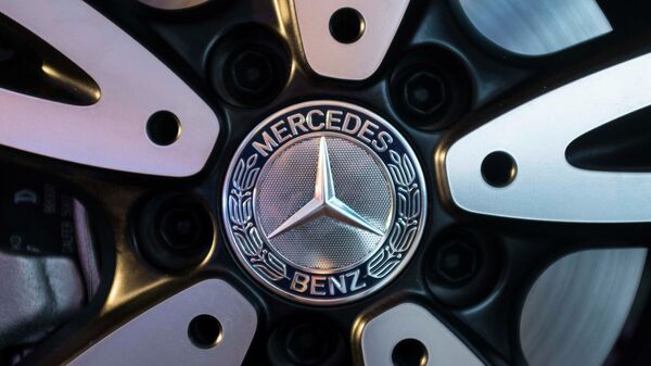 The logo of Mercedes-Benz is seen on the wheel of the new version of A-Class car during its launch in Mumbai - Sputnik International