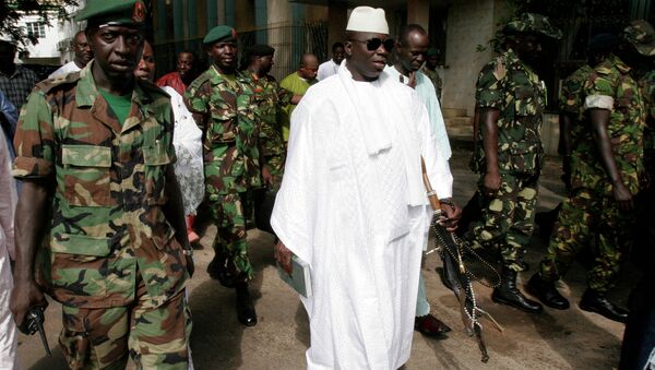 Six Gambian soldiers were convicted over a failed coup attempt in late 2014 aimed at ousting President Yahya Jammeh, pictured here. - Sputnik International