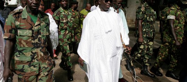 Six Gambian soldiers were convicted over a failed coup attempt in late 2014 aimed at ousting President Yahya Jammeh, pictured here. - Sputnik International