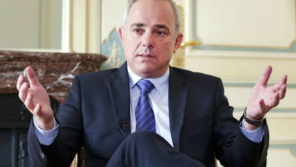 Israeli Intelligence Minister Yuval Steinitz gestures as he speaks during an interview with The Associated Press in Paris, Monday, March 23, 2015. Steinitz said Monday that dialogue with France over Iran's nuclear program has proven in the past that it was productive and makes this week's last-minute diplomatic mission to Paris worthwhile. - Sputnik International