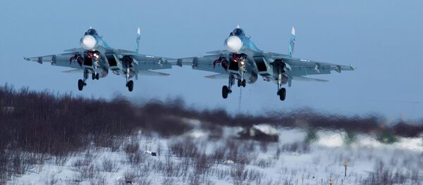 Training missions of detached 279th fighter wing of the Northern Fleet aviation - Sputnik International