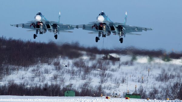 Training missions of detached 279th fighter wing of the Northern Fleet aviation - Sputnik International
