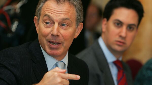 Former British Prime Minister Tony Blair and Labour leader Ed Miliband - Sputnik International