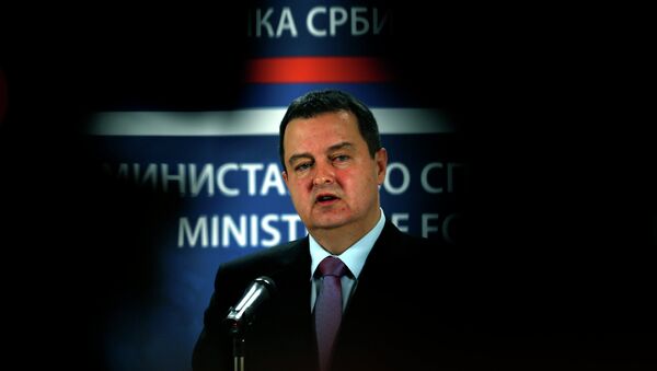 Serbia's Minister for Foreign Affairs and Organization for Security and Co-operation in Europe (OSCE) Chairperson-in-office for 2015 Ivica Dacic speaks during a press conference in Belgrade, Serbia, Sunday, Feb. 1, 2015 - Sputnik International