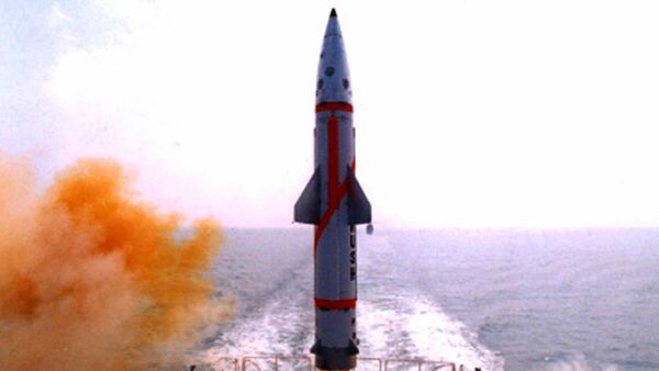 Testing of the Dhanush missile. File photo. - Sputnik International