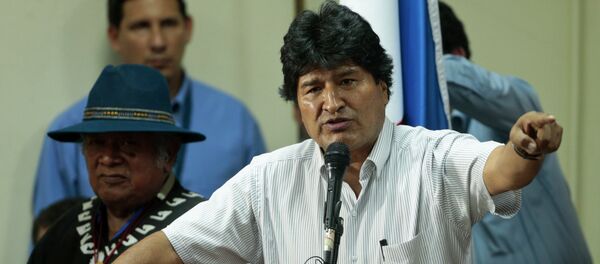 Bolivia's President Evo Morales delivers a speech to delegates at the People's Summit, in Panama City, Friday, April 10, 2015 - Sputnik International