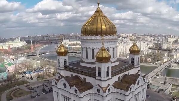 Russia: Drone captures the Cathedral of Christ the Saviour ahead of Orthodox Easter - Sputnik International
