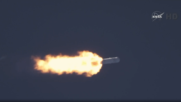 This screenshot shows the SpaceX unmanned Falcon 9 rocket shortly after it was launched from Florida’s Cape Canaveral on Tuesday. - Sputnik International