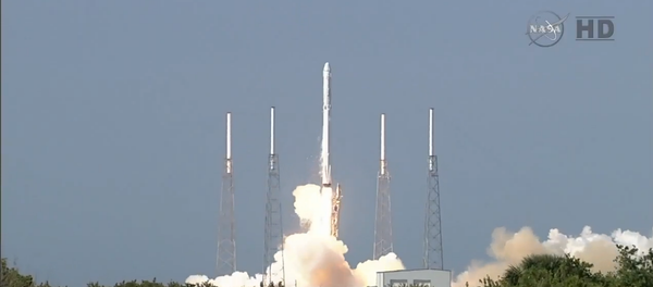 This screenshot shows the SpaceX unmanned Falcon 9 rocket shortly after it was launched from Florida’s Cape Canaveral on Tuesday. - Sputnik International