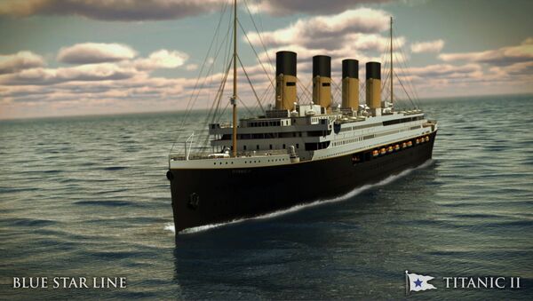 In this rendering provided by Blue Star Line, the Titanic II is shown cruising at sea. The ship, which Australian billionaire Clive Palmer is planning to build in China, is scheduled to sail in 2016 - Sputnik International