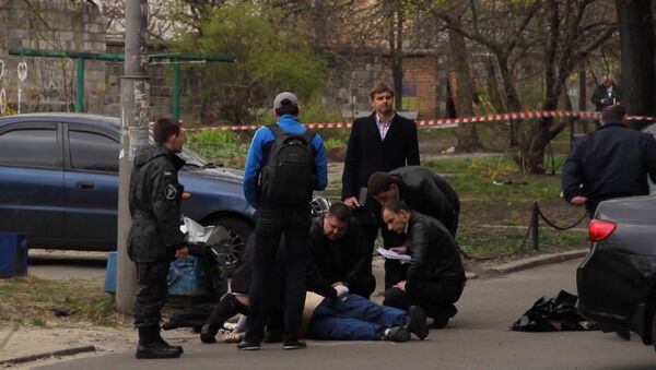 Scene of the murder of journalist Oles Buzina in Kiev - Sputnik International