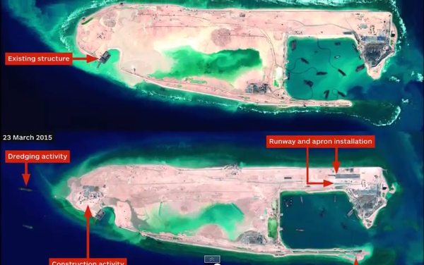 Progress of construction on Fiery Cross Reef Progress of construction on Fiery Cross Reef - Sputnik International
