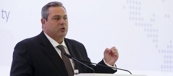 Greek Defence Minister Panos Kammenos delivers a speech as he attends the 4th Moscow Conference on International Security (MCIS) in Moscow April 16, 2015 - Sputnik International