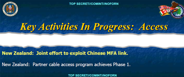 The secret report leaked by Edward Snowden reveals that New Zealand's intelligence services identified an MFA data link between the Chinese consulate and Chinese Visa Office in Auckland, which they verbally agreed to move forward and take action on. The secret report leaked by Edward Snowden reveals that New Zealand's intelligence services identified an MFA data link between the Chinese consulate and Chinese Visa Office in Auckland, which they verbally agreed to move forward and take action on. - Sputnik International