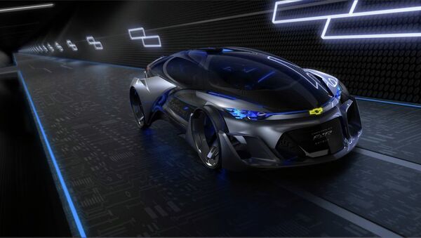 The Chevy FNR self-driving concept car, unveiled this week at the Shanghai auto show, has car fanatics swooning over its sleep design, dragonfly doors and eye-scanning door locks. - Sputnik International