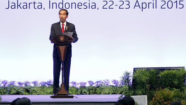 Indonesia's President Joko Widodo delivers a speech during the opening ceremony of the Asian African Conference - Sputnik International
