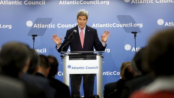 US Secretary of State John Kerry speaks at an Atlantic Council discussion on Trade and National Security: Renewing US Leadership Through Economic Strength in Washington April 23, 2015 - Sputnik International