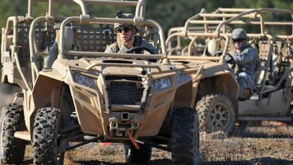 US Army paratroopers drive Light Tactical All Terrain Vehicles (LTATV) through a familiarization course on Fort Bragg, North Carolina. - Sputnik International