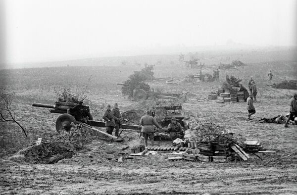 Soviet artillery forces before general passing to the Berlin offensive. April, 1945. Soviet artillery forces before general passing to the Berlin offensive. April, 1945. - Sputnik International
