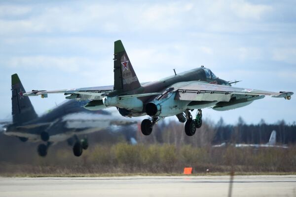 A Su-25 ground bomber at the Kubinka military airfield - Sputnik International