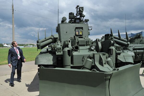 The IMR-3M combat engineering vehicle, looking like something out of a steampunk science fiction novel, showcased at 'Engineering Technologies 2012 in Zhukovsky, outside Moscow. The IMR-3M combat engineering vehicle, looking like something out of a steampunk science fiction novel, showcased at 'Engineering Technologies 2012 in Zhukovsky, outside Moscow. - Sputnik International